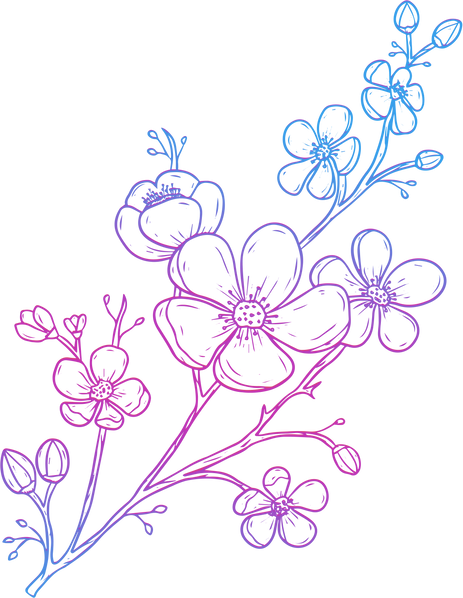 Metallic Monoline Copper Cherry Blossom Branch