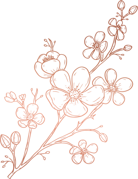 Metallic Monoline Copper Cherry Blossom Branch